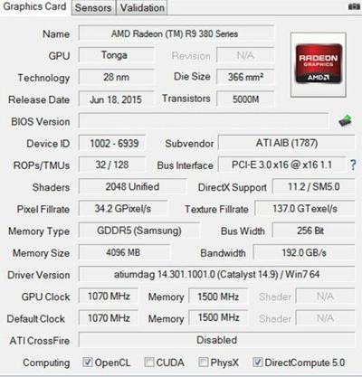 Представлен бенчмарк AMD Radeon R9 380X