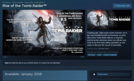 Rise of the Tomb Raider выйдет на PC в январе