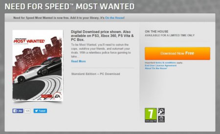 Need For Speed: Most Wanted доступен бесплатно