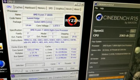 AMD Ryzen 7-1800X разогнан до 5,20 ГГц