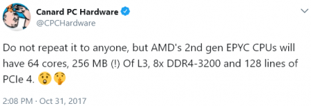 AMD Epyc второго поколения получит 64 ядра